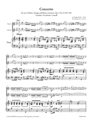 Concerto pour 2 Violons Op. 3 N° 8 Rv 522 en la Mineur - VIVALDI